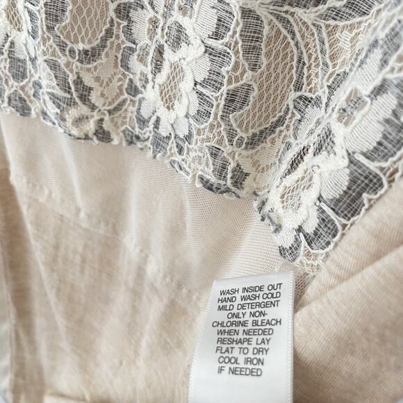 Fairy Coquette Lace Mesh Layered Tank Top Beige Cream Large Romantic‎ Y2K - Picture 3 of 9